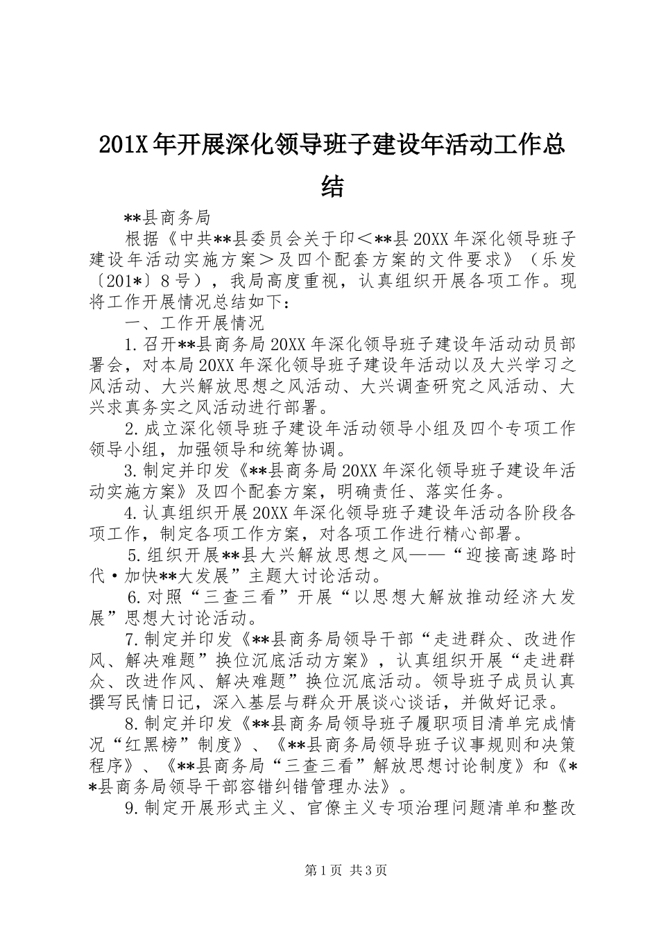 202X年开展深化领导班子建设年活动工作总结_第1页