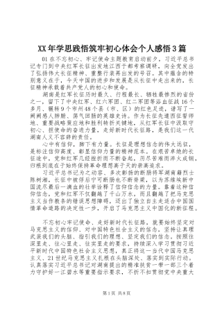 XX年学思践悟筑牢初心体会个人感悟3篇