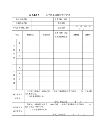 堤防工程质量验收评定表