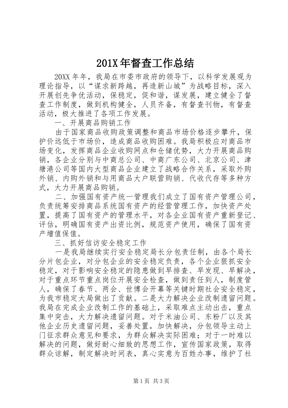 202X年督查工作总结_第1页