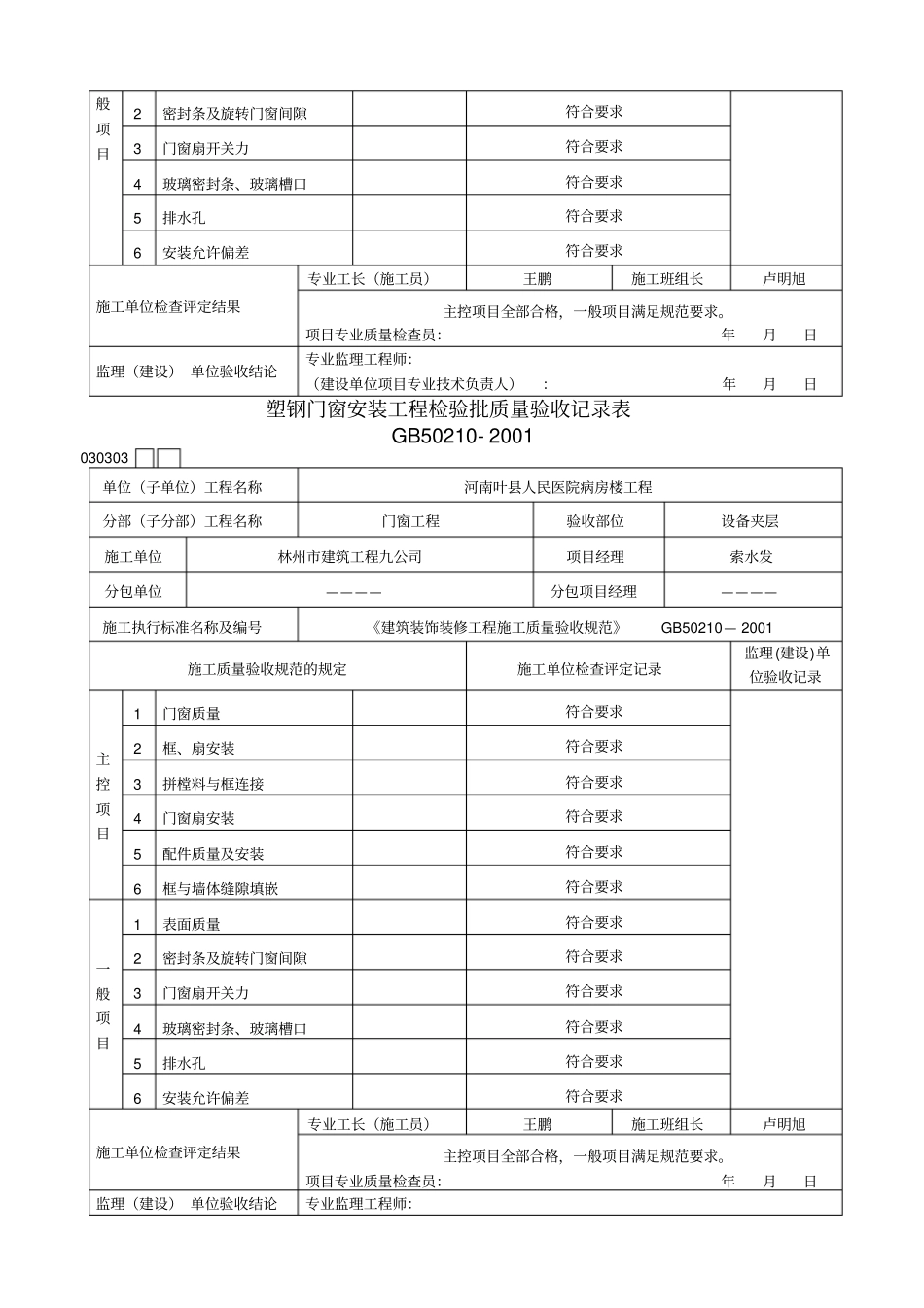 塑钢门窗安装检验批_第3页