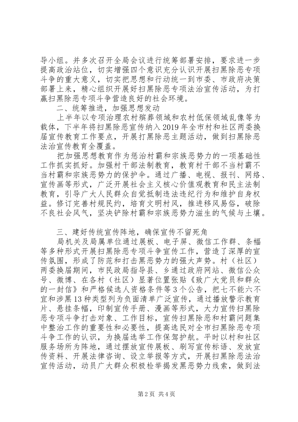 XX年度扫黑除恶专项斗争工作总结 _第2页