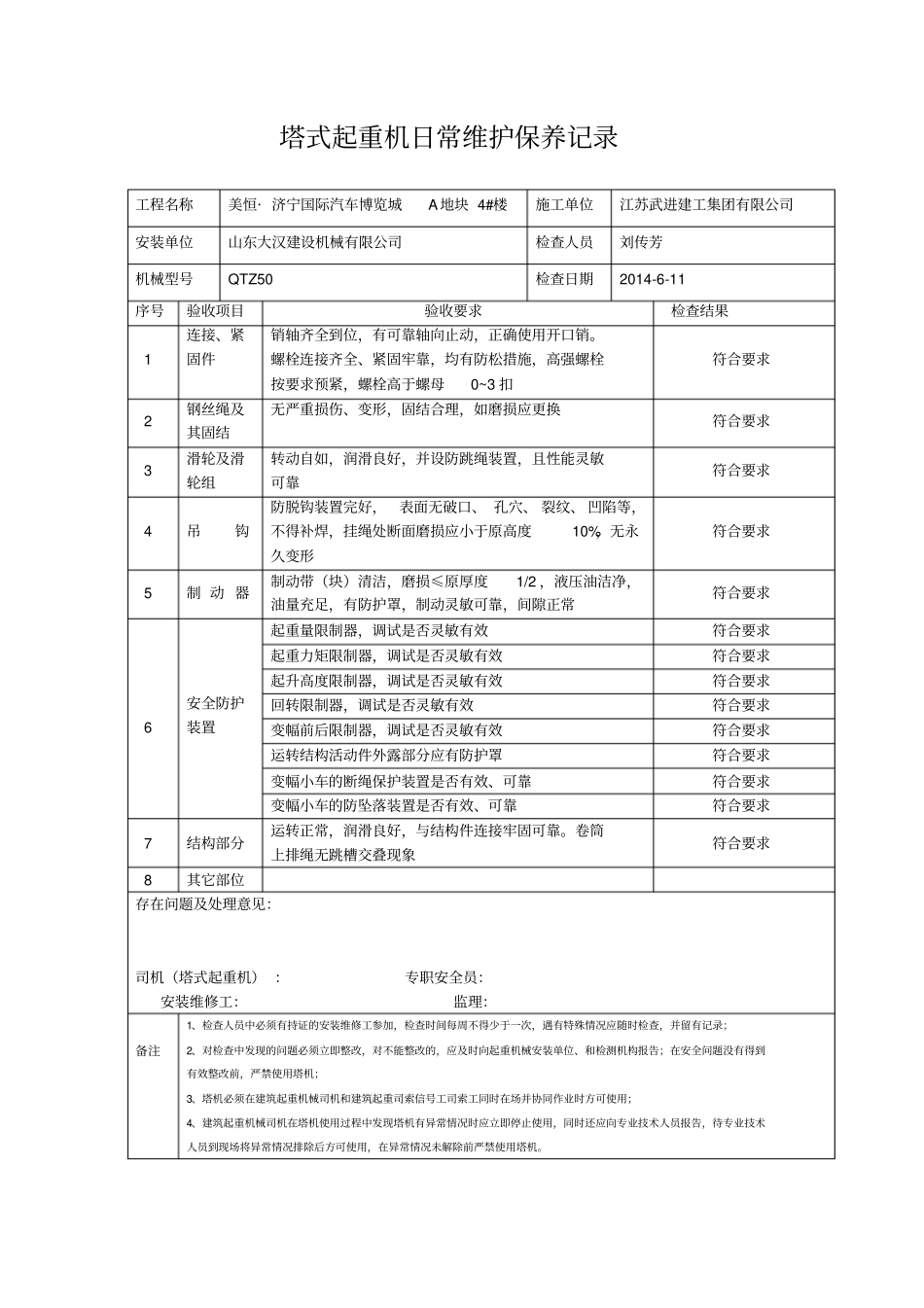 塔吊施工升降机物料提升机日常维护保养记录_第3页