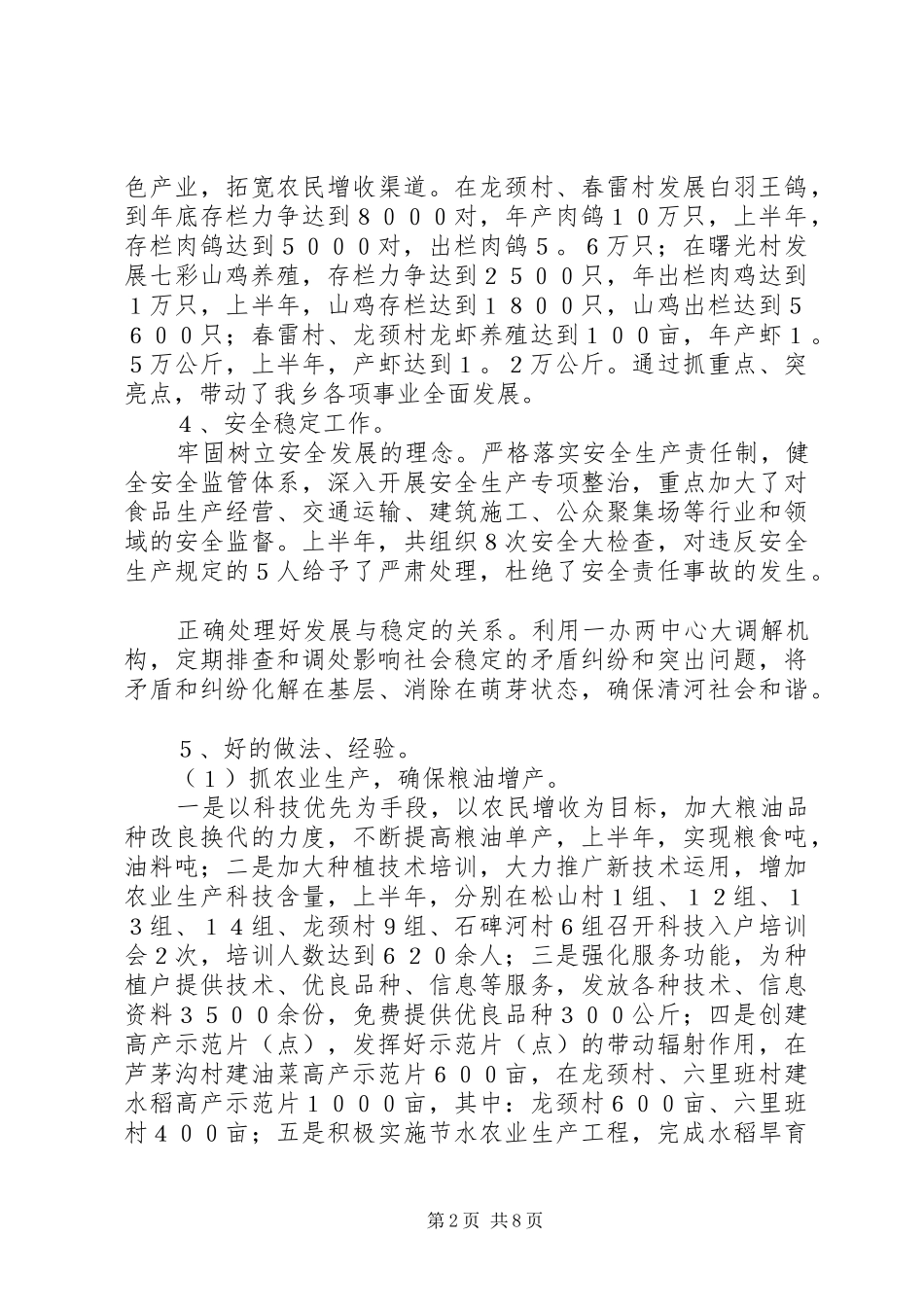 202X年上半年乡镇工作总结_第2页