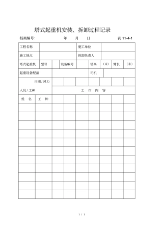 塔式起重机安装、拆卸过程记录