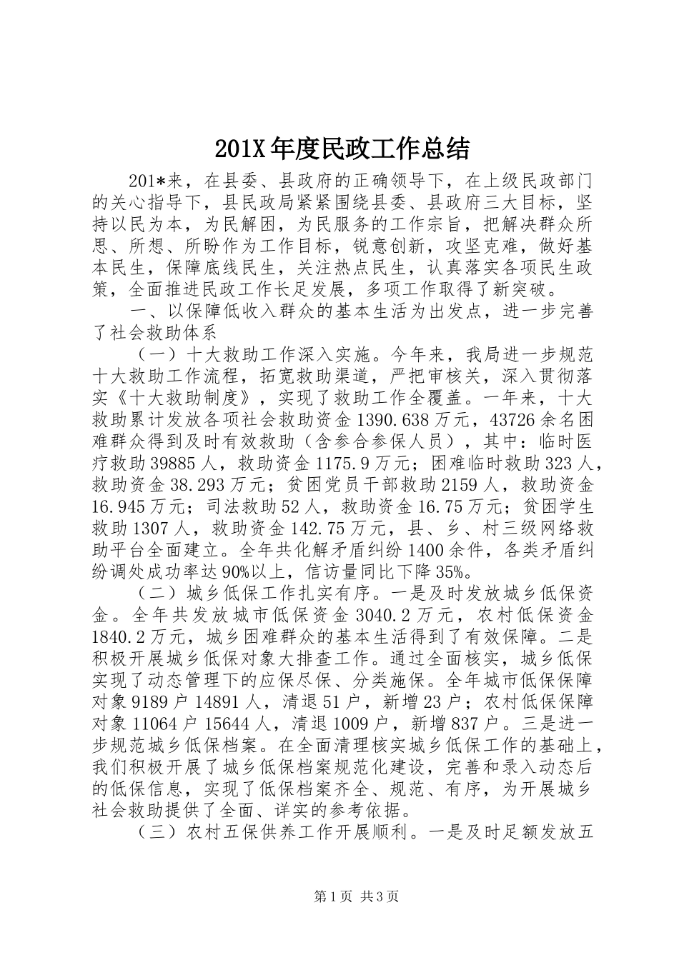 202X年度民政工作总结_第1页