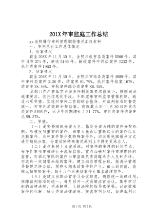 202X年审监庭工作总结
