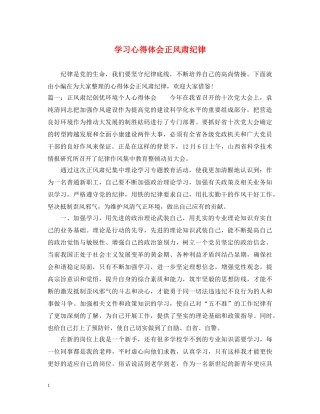 学习心得体会正风肃纪律 