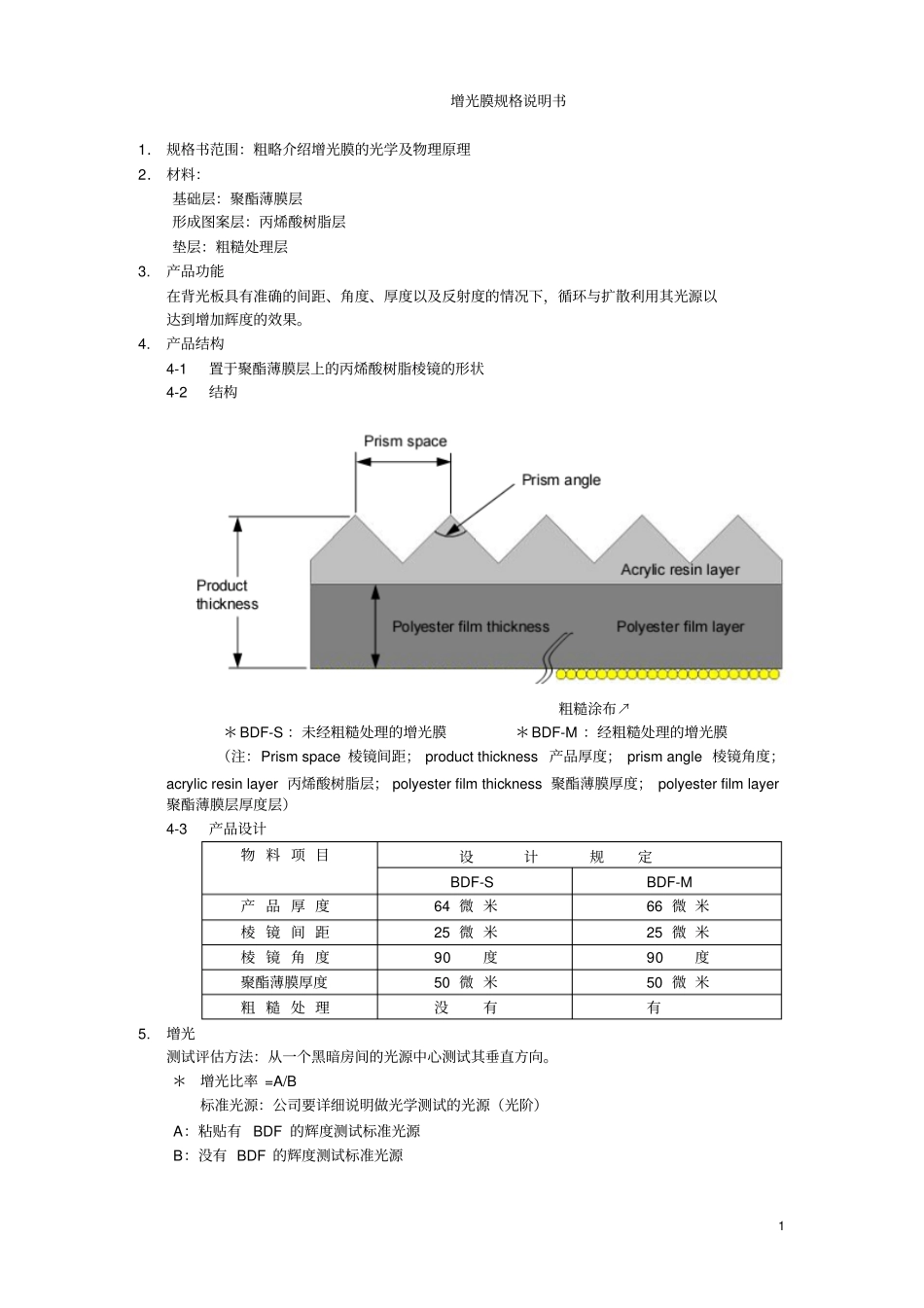 增光膜规格说明书_第1页