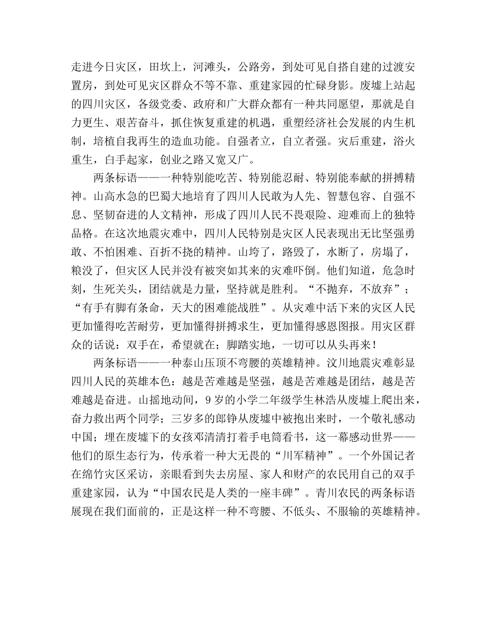 学习抗震救灾精神心得体会：两条标语凝聚一种精神 _第2页