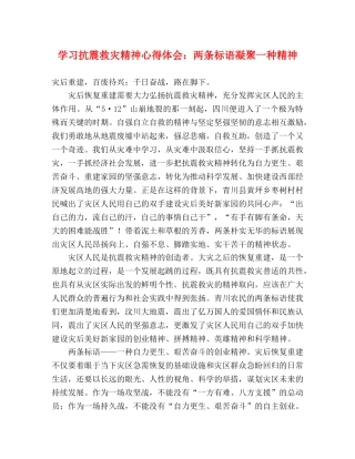 学习抗震救灾精神心得体会：两条标语凝聚一种精神 