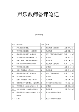 声乐教师备课笔记