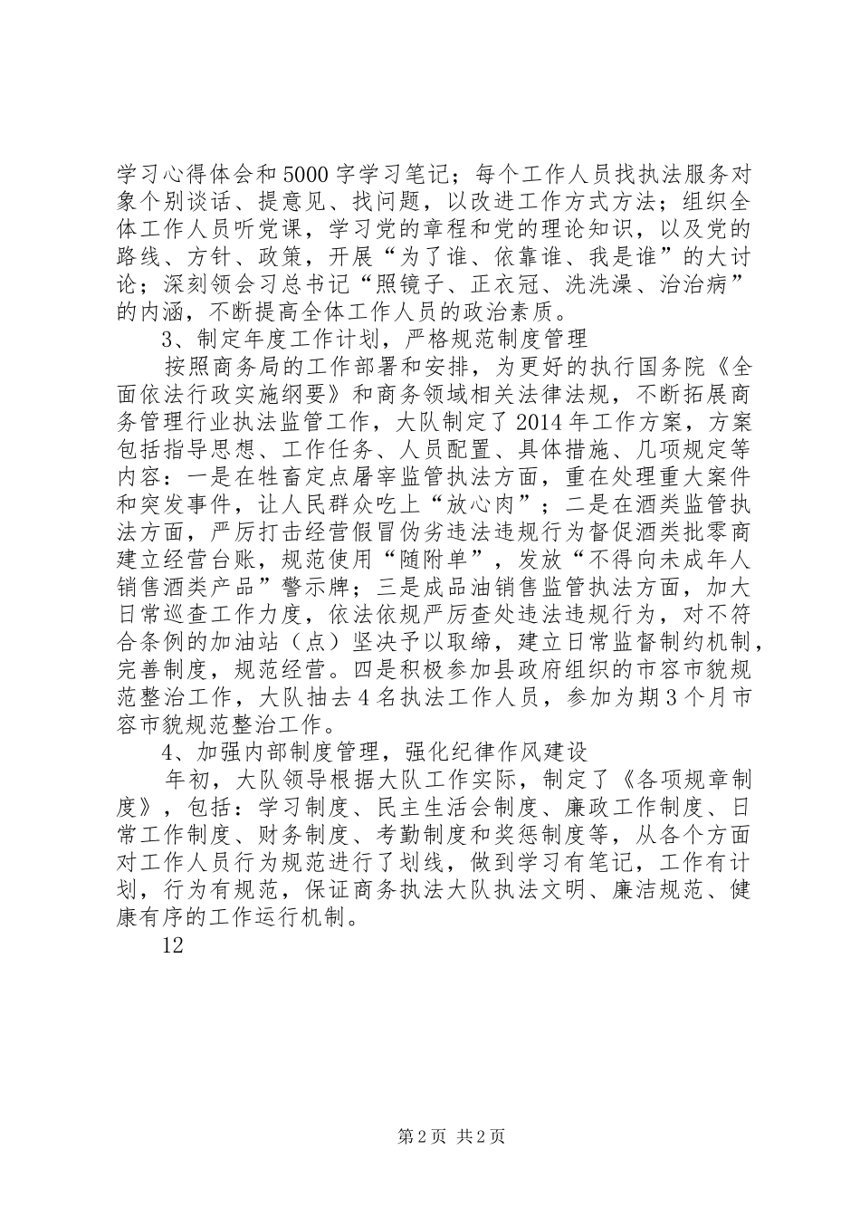 XX年商务综合执法大队工作总结 _第2页