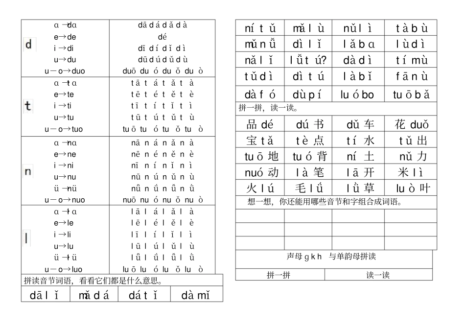 声母与单韵母拼读_第2页