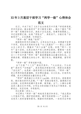 XX年3月基层干部学习“两学一做”体会心得范文