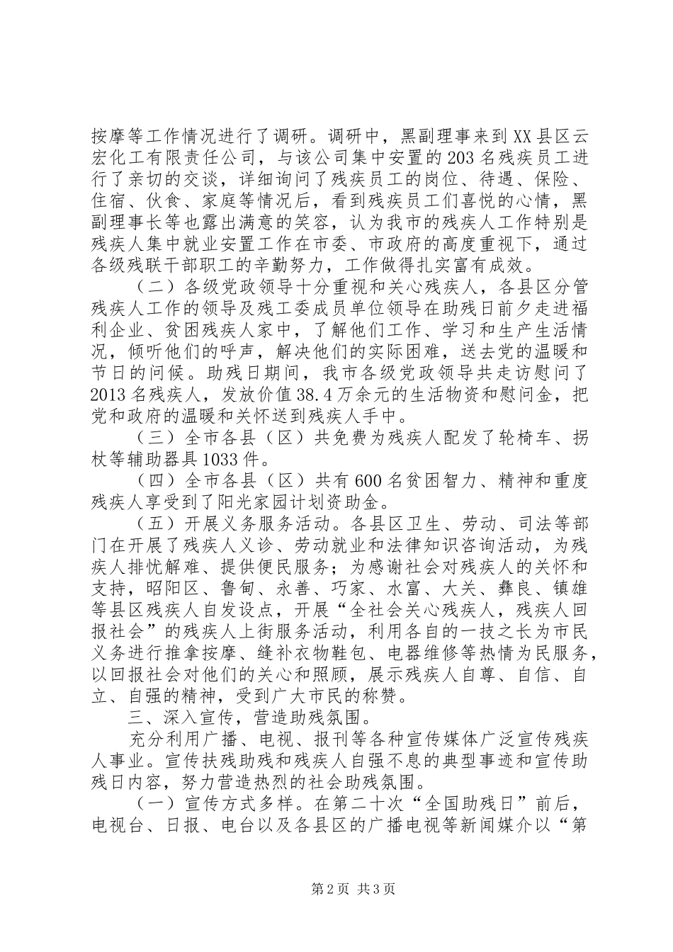 XX县区第二十次三全国助残日活动总结 _第2页