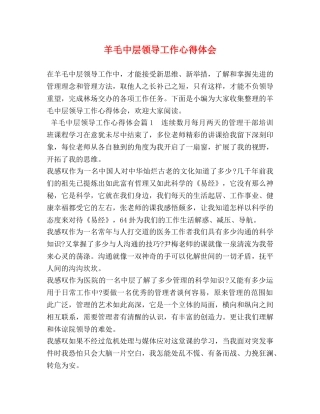 羊毛中层领导工作心得体会 
