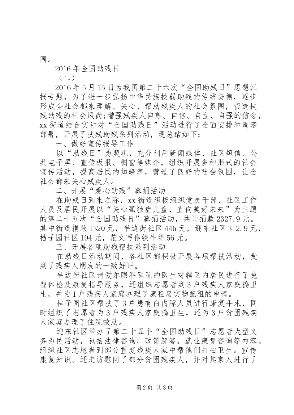 XX年全国助残日活动总结范文 _第2页