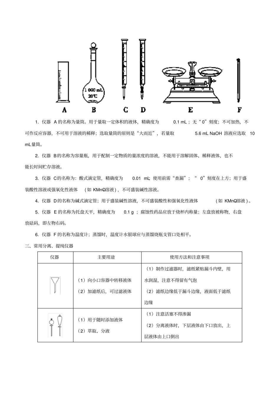 备战2019年高考化学考点一遍过专题01常见的化学仪器及使用方法_第2页