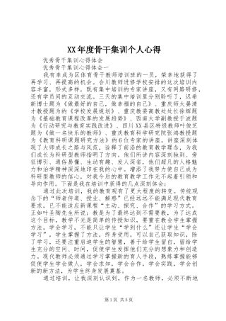 XX年度骨干集训个人心得