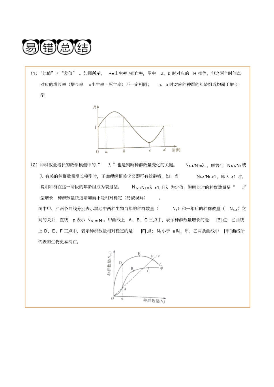 备战2019年高考生物高频易错点三专题04不能准确解读种群数量变化的数量模型_第3页