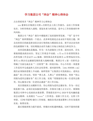 学习集团公司“两会”精神心得体会 