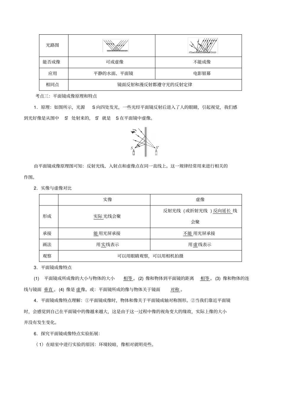 备考2019年中考物理知识点复习专练知识点精讲专题03光现象含解析_第2页