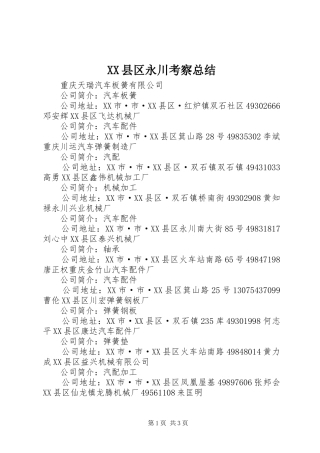 XX县区永川考察总结 
