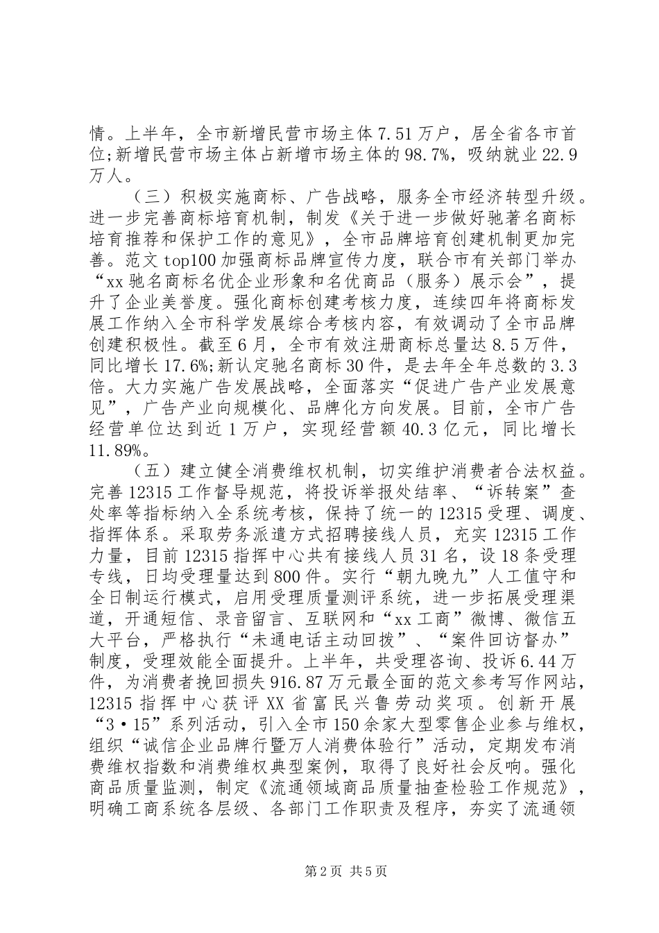 XX年工商局工作总结 _第2页