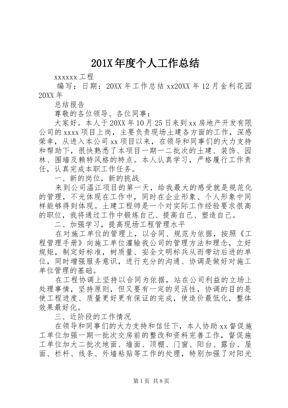 202X年度个人工作总结_第1页
