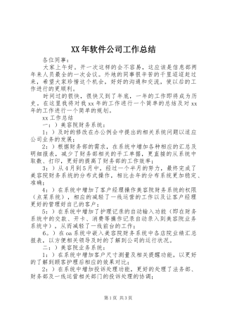 XX年软件公司工作总结 