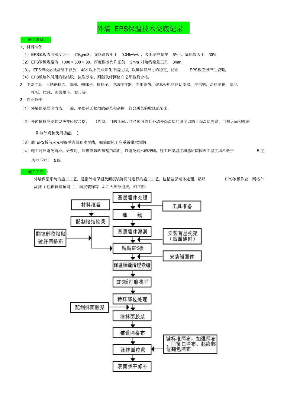 外墙EPS保温技术交底记录教材_第1页