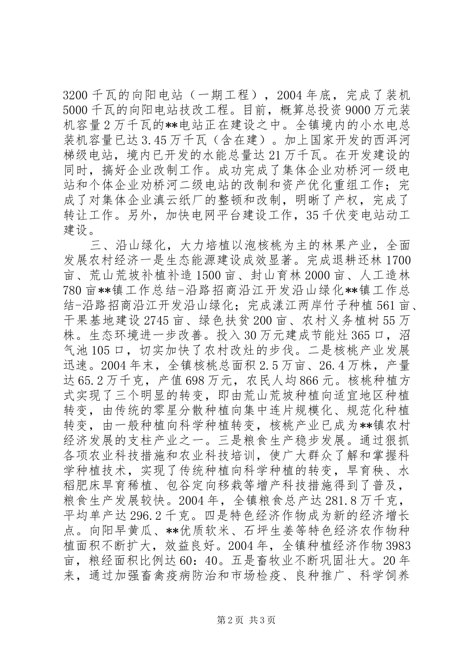 XX镇工作总结沿路招商沿江开发沿山绿化 _第2页