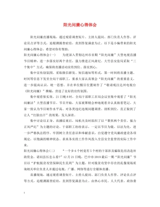 阳光问廉心得体会 