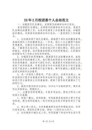 XX年2月校团委个人总结范文
