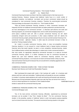 外文翻译---讨论银行商业融资解决方案