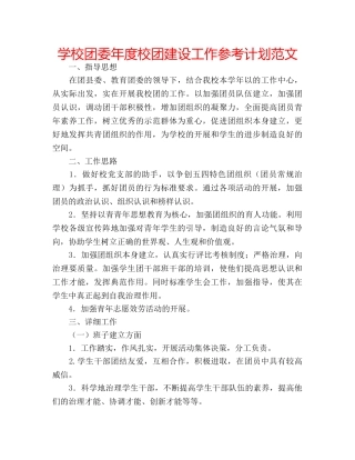 学校团委年度校团建设工作参考计划范文 