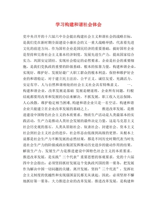 学习构建和谐社会体会 