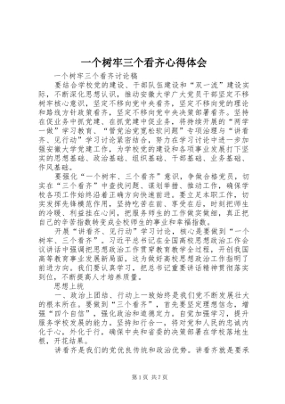 一个树牢三个看齐体会心得
