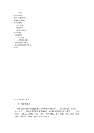 外汇投资计划书