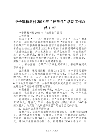 中子镇柏树村202X年“挂帮包”活动工作总结1.27