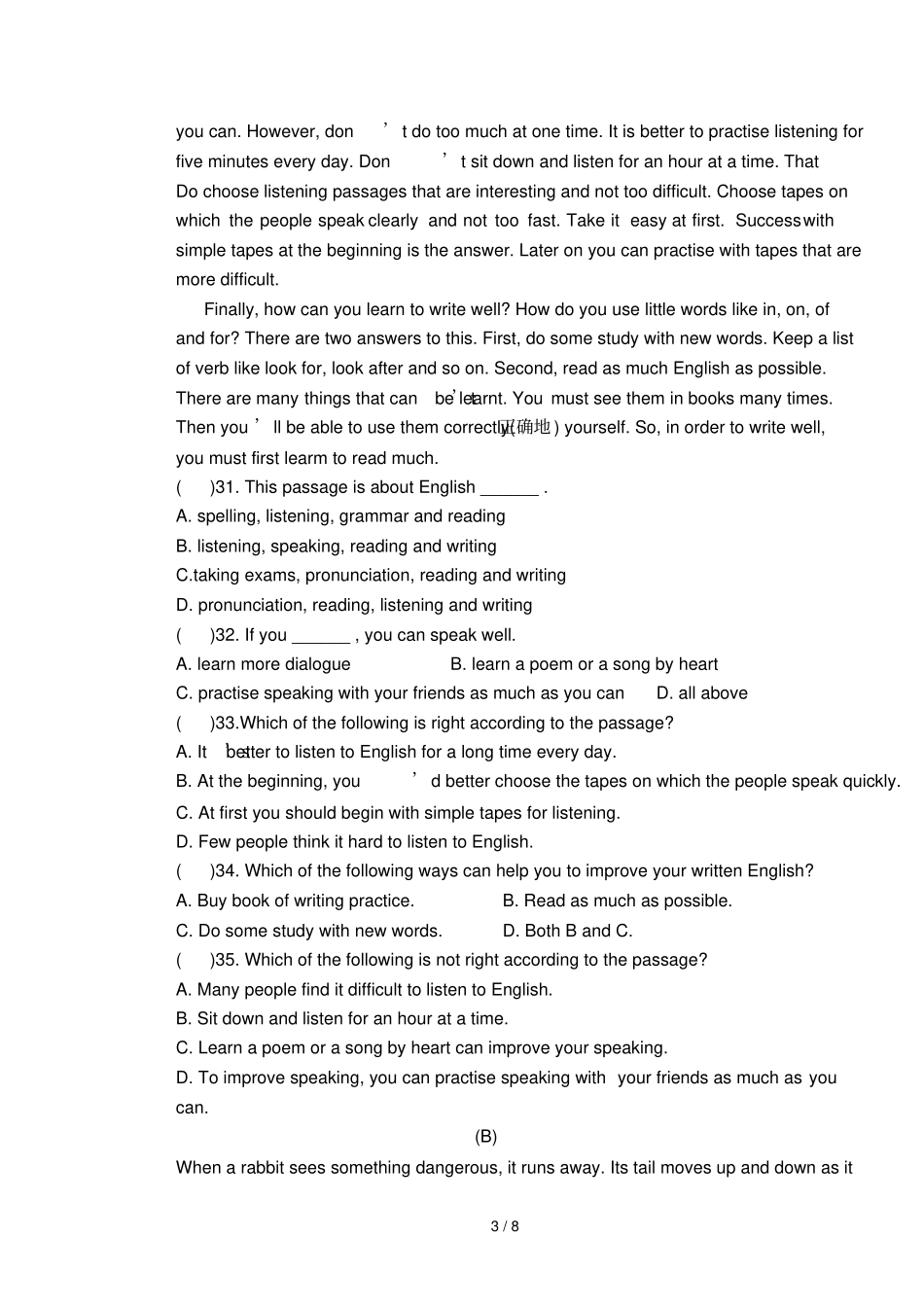 外研新版八上M3检测题_第3页