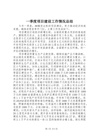 一季度项目建设工作情况总结 
