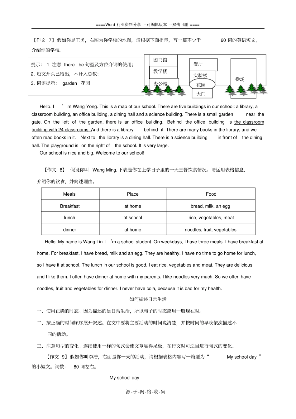 外研版七年级上册英语书面表达_第3页