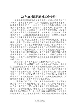 XX年农村组织建设工作安排 (2)