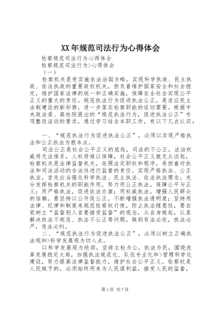 XX年规范司法行为体会心得