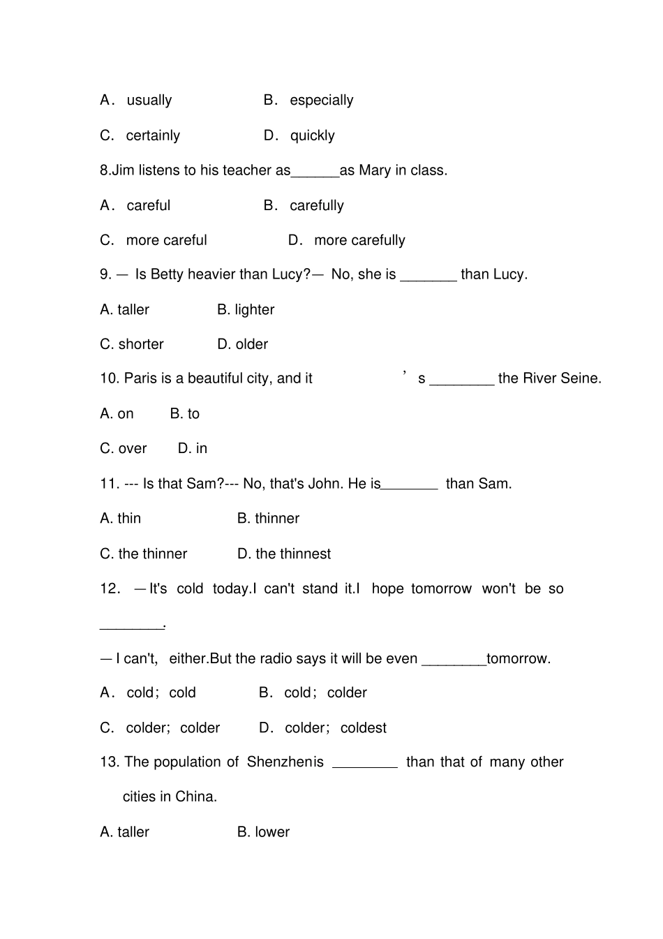 外研版八年级上册module2学后检测_第2页