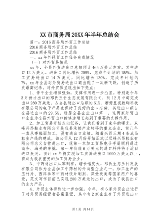 XX市商务局20XX年半年总结会