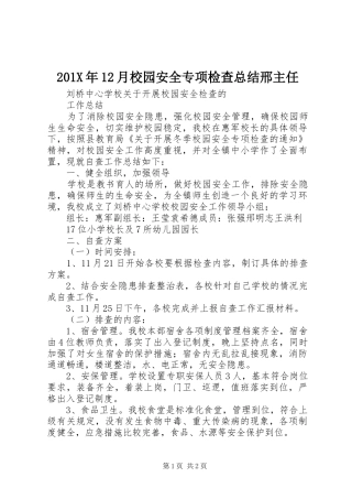 202X年12月校园安全专项检查总结邢主任