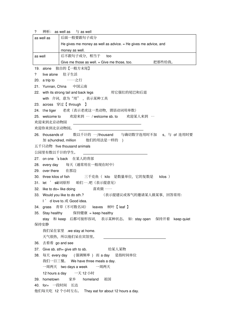 外研社七年级上Module6知识点和练习题_第2页